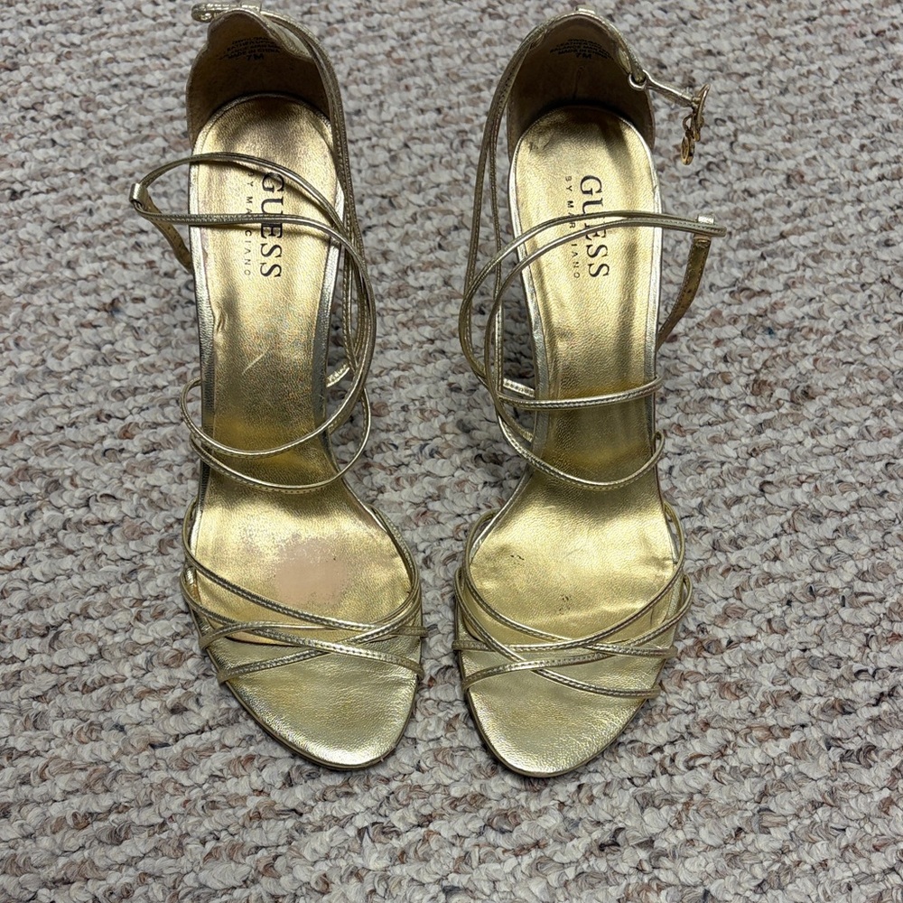 Guess Metallic Gold Strappy Heels